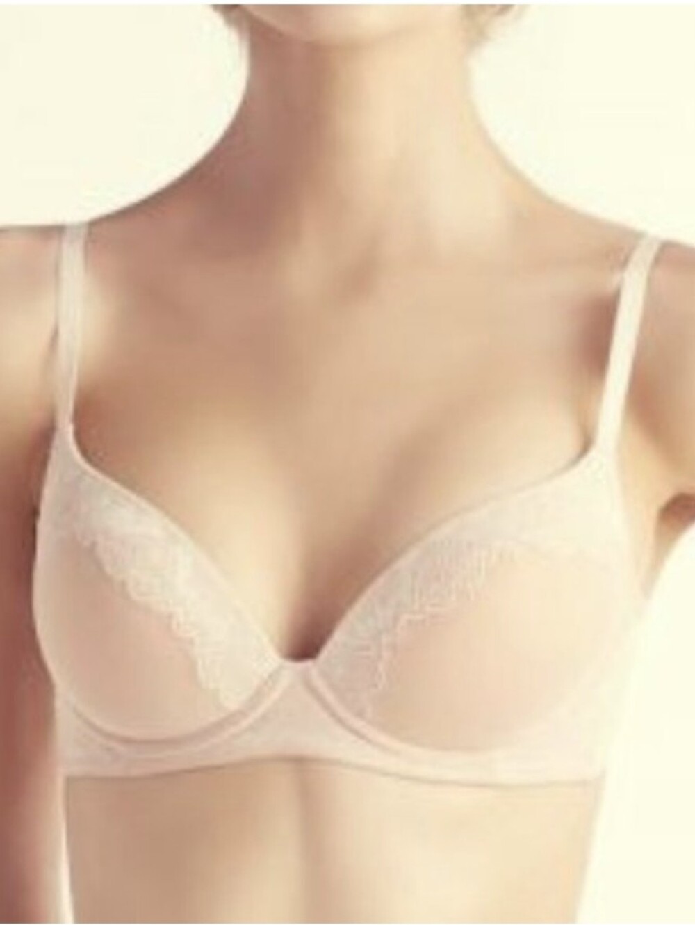 The Little Bra Company wireless contour mesh+lace nude MIA bra 30A petite XXS